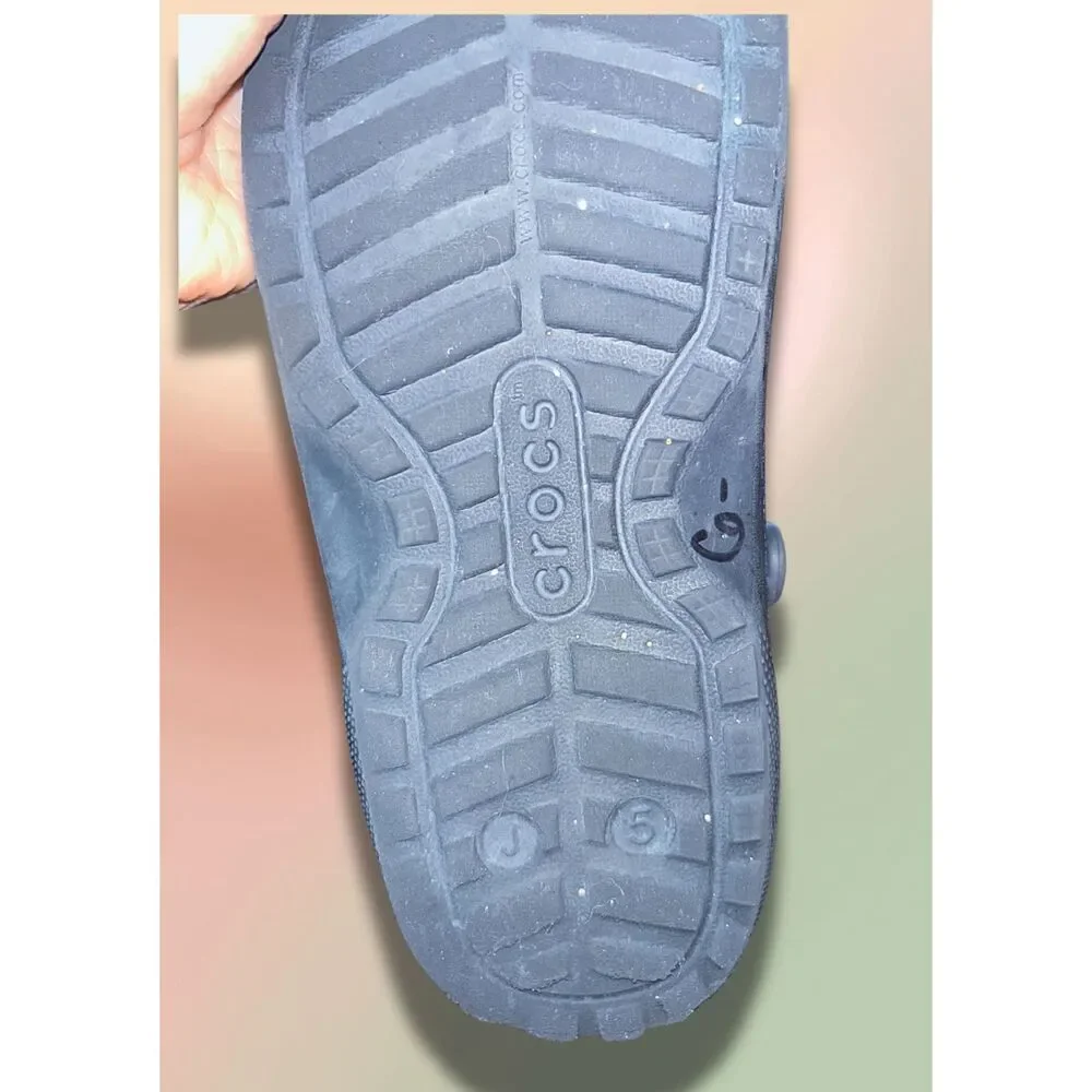 Crocs Classic Lined Galaxy Space Alien Clogs Kids J5 Blue Purple Black w Jibbitz